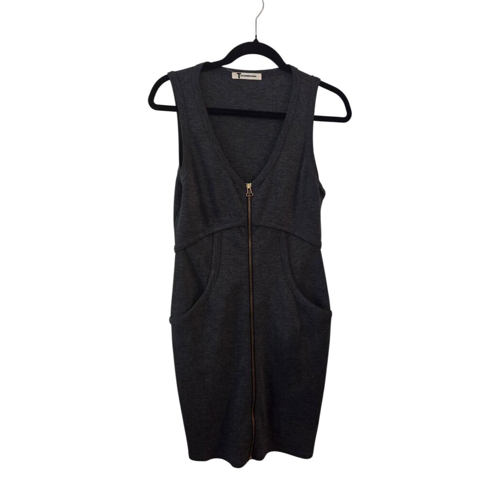 T Alexander Wang Charcoal Gray Bodycon Sleeveless Zipper Dress Size S M